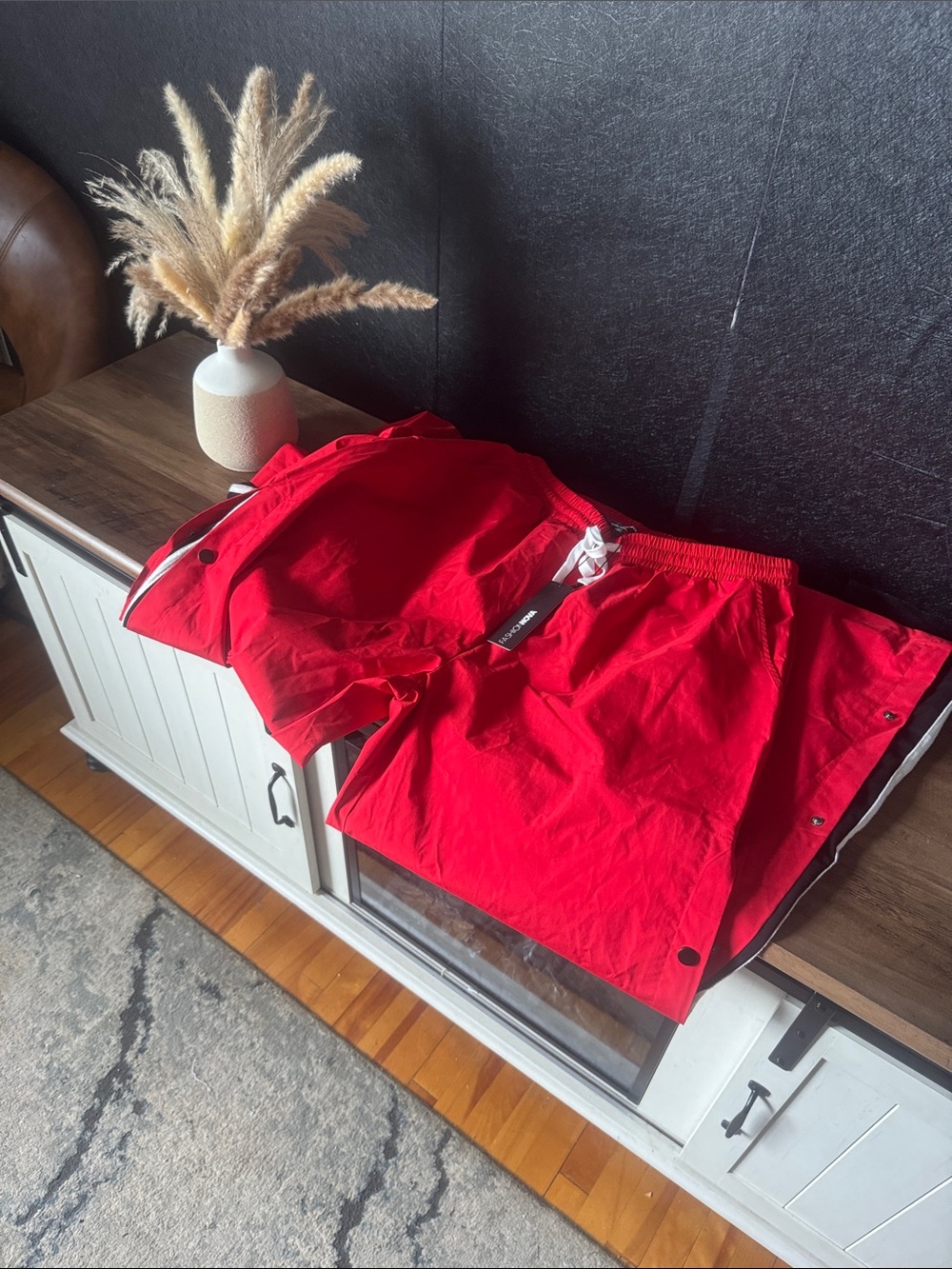 Men's Red Casual Button-Front Shirt